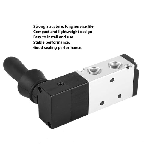 Five Port Three Position Manual Pneumatic Control Valve With Hand Lever 0 To 0.8 MPa Range Inlet PT1/4 Exhaust G1/8 metal body
