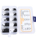 Ultimate Handy Self Tapping Screws Set In Carbon Steel With Pan Head Kit And Tweezers Ten Size Range organized in clear box