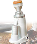 Kickstart Your Daily Brew With This No Fuss Commercial Coffee Grinder Equipped With Precision Conical Burrs Aluminum Alloy Build And Smart Stepless Timing Dial For Silky Espresso And Tea Lovers, featuring a sleek design and a transparent bean hopper.