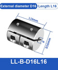 Heavy Duty Shaft Spider Coupling For 3D Printer Rigid Motor Connector Aluminum Joint with precise measurements showing 16mm diameter.