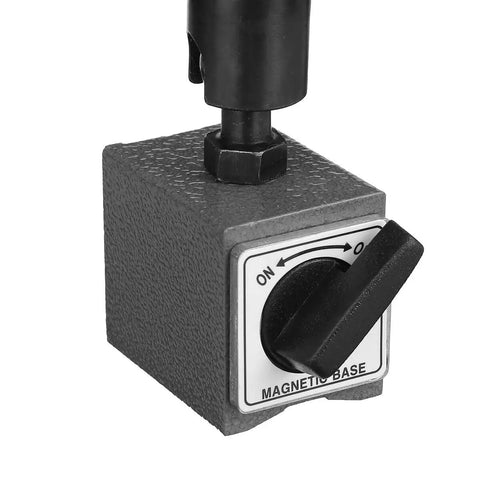 Pro Grade Magnetic Stand Base Dial Test Indicator Holder Bore Gauge Kit With Quick Clamp Probes, Hour Type Micrometer, Measuring Gear And Comparator, 30 Kg Suction For Precise Machining And Layout, black metal magnetic base with ON/OFF lever