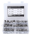 205-Piece M3 To M10 Stainless Steel Rivet Nut Kit With Quick Riveting, clear storage box with assorted sizes visible