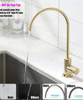Brushed Gold Drinking Water Faucet For Kitchen Sink With Reverse Osmosis Filter, Lead Free Stainless Steel, PVD Spot Free Finish
