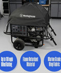 WGenTent XL Generator Running Cover For Large Open Frame Generators, covering a generator, showcasing material and features.