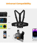 All In One Action Cam Mount Kit With Chest Strap Harness Backpack Clip 360 Degree Rotating Head and Wrist Strap compatibility chart