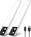 Two Motion Sensor Closet Lights With LCD Display 40 LED Rechargeable Dimmable Battery Operated Cabinet Lights Ideal For Wardrobe Cupboard