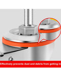 Close-up of Rugged Heavy Duty Top Plate Swivel Caster Wheels with dual locking brakes and M threaded stem