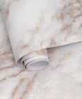 Marble Peel And Stick Countertop Wallpaper 35.4 By 196.8 Inches Removable Gold White Matte Thick Shelf Liner rolled sheet.