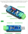 Industrial USB To RS485 Converter Two Pack With Original FT232RL Chip And SP485EEN Protection Circuitry Lightningproof Resettable Fuse ESD And TVS Protection For Rugged Industrial Control Gear, PCB close-up