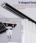 Built Like A Tank Single Track Sliding Barn Door Rail Kit Ceiling Mounted Aluminum Hidden Track System with V-shaped design.