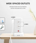 Power Strip Tower With Night Light For Home Or Office Dope Surge Protection 14 AC Outlets And 4 USB Ports Flat Plug