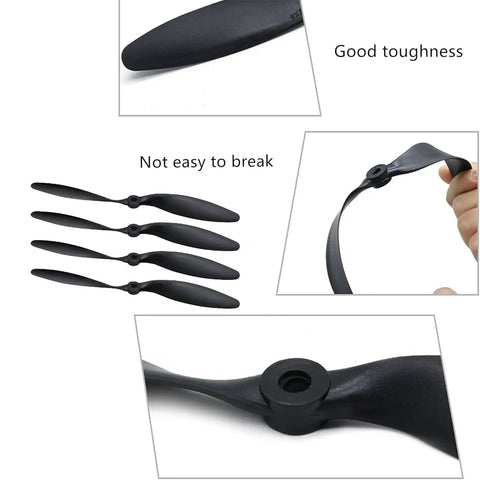 8x6 RC Propeller For Quadcopters And Planes Black Nylon Glass Fiber 3.17 Shaft Diameter Lightweight Durable Prop Blades