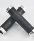 Grippy Leather Double Lock On Bike Grips 22.2mm for Mountain and Road Bikes, anti-slip with aluminum clamp in black, ergonomic design
