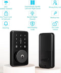 Keyless Entry Door Lock With Keypad Digital Code Deadbolt Auto Lock No WiFi Or App Needed Easy Installation One Time Codes Permanent PINs 100 Plus Customizable Combinations For Safe Home Access, front and back view
