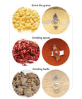 Grain, spice, and herb grinding process with Heavy Duty Grain Grinder Electric Stainless Steel Pulverizer For Home And Commercial Use.