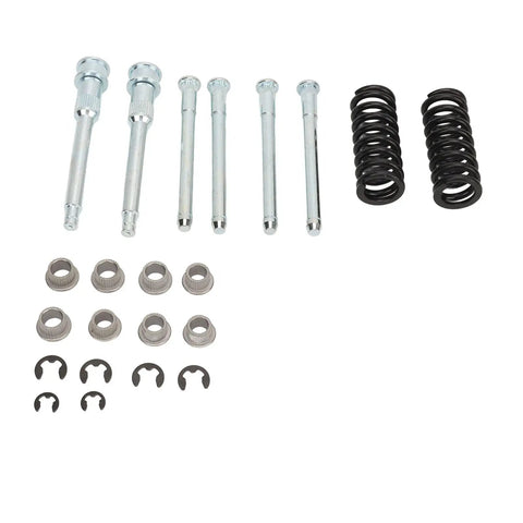 Door Hinge Repair Kit For Chevy S10 S-10 Sonoma Jimmy Bravada Pickup Trucks With Pin Bushing Set And Spring Removal Tool Durable Metal Construction Fits 1994-2004 S10/Sonoma And 1994-2004 S-15 Models Easy DIY Door Alignment, kit parts laid out