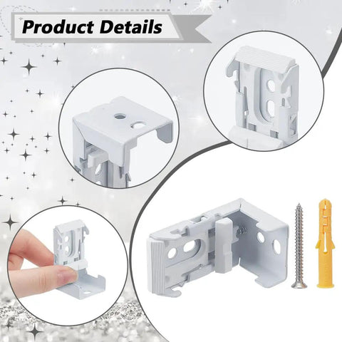Heavy Duty Roman Blind Brackets Set, White Iron Window Shade Hangers With Screws, Easy Install, Adjustable Curtain Hardware Support, Durable Mount For Living Room And Bedroom Blinds And Shades, close-up with screw and wall plug