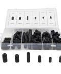 Bulk 100 Pack Rubber Vacuum Cap Kit For Cars, Hose End Seals organized in plastic container
