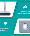 Stainless steel screw for 24 Pack Screw On Furniture Sliders For Heavy Gear 1 Inch Square Floor Glides, durable PTFE base.