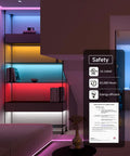 Room with Ultra Bright FCOB RGB LED Strip Light 810 LEDs Per Meter High Density Flexible Color Changing Tape for Bedroom and Cabinet Decor 16.4 Ft DC12V 10mm Wide UL Listed No Adapter or Controller Needed illuminating shelves