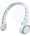 Dope Portable Neck Fan With 4000mAh Battery, Rechargeable Hands Free Personal Cooling Fan, 3 Speeds And 64 Cool Lights, white design