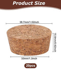Wooden Tapered Cork Plugs Set Dope For Wine And Beer Bottles, 20 Pcs Burly Wood Corks For DIY Bottle Crafts with size dimensions