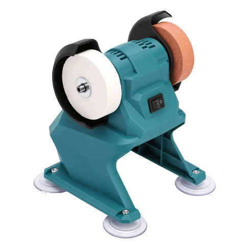 Side view of Beefy Bench Grinder With 5500 RPM Permanent Magnet Copper Motor And Durable Guard For Sharpening And Polishing Metalworking Projects