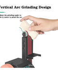 Vertical arc grinding design of 250W Multifunctional Electric Belt Sander And Polishing Machine with knife sharpener.