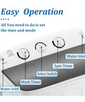 Easy Peasy Portable Twin Tub Washing Machine With Quick Timer Controls for dorms showing timers and water inlet features.
