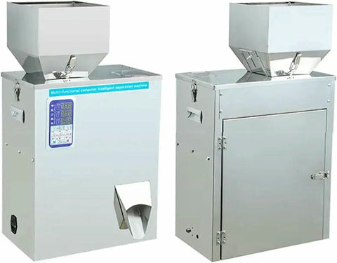 Automatic Powder And Granule Filling Machine With Hassle Free Setup, Rock Solid Stainless Steel Frame, Digital Scale For Precision Weighing, 10 To 500 Gram Range, Plug And Play Packaging For Tea Grains Feed Jewelry in a sleek design.