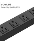 Heavy Duty Metal Wall Mount Power Strip With Built In Switch Aluminum Alloy Mount Socket showing 16 outlets.