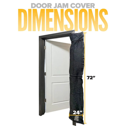 Heavy Duty Quilted Door Jamb Protector Pad 72 By 24 Inch With Metal Flex Loop Rings, detailed dimensions displayed.