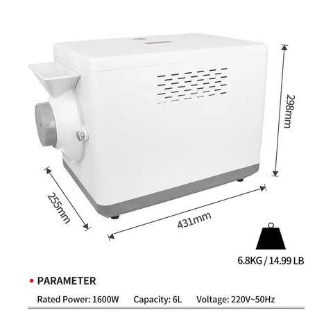 Image of Automatic Coffee Bean Roaster With Nonstick Electric Pan For Peanuts Cashews And Chestnuts, white 1600W, 6L capacity.