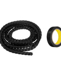 Spiral Cable Wrap 9.8 Ft Long 12 Mm Inner Diameter Flexible Cable Management Sleeve with black tape.