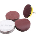 100 Pack 2 Inch Sanding Discs Kit With Polishing Pad Plate, Assorted Grits 40 Through 400, stacks of discs and polishing pad visible