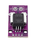 Rock Hard Hall Current Sensor Module Rated At One Hundred Fifty Amps Made For Motor Control Circuit Designs And Garage Builds Featuring Ten Millivolt Per Amp Sensitivity circuit board top view with black chip.