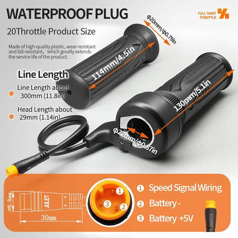 Right Hand Full Twist Ebike Throttle For 12V 72V Electric Bikes And Scooters Waterproof Plug Fits 500W 1000W 1500W Hub Motors Easy Handlebar Mount Durable Motorcycle Accelerator For Your Ride