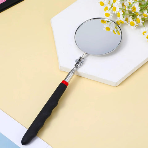 Telescoping Inspection Mirror With 360 Degree Rotation And Retractable Handle 3.16 Inch Diameter Circular Inspection Mirror
