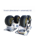 4 Pack Of 8 Inch Heavy Duty Stem Mount Caster Wheels With Swivel And Directional Brake Combo Silent Rubber Rollers showing durable rubber wheels.