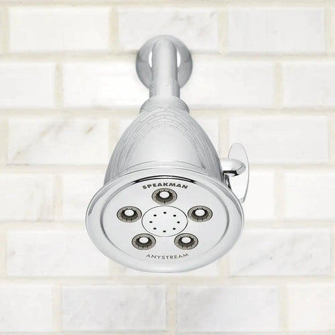 Polished Chrome Adjustable Shower Head With Anystream 360 Technology 2.0 GPM High Flow Hotel Grade Versatile Spray Patterns