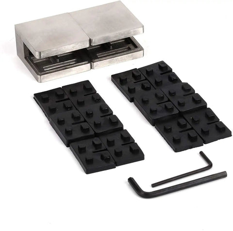 Heavy Duty Glass Clamps Kit, 8 Pcs, 1.8 Inch Square Stainless Steel 316 Glass Clips With Rubber Gaskets for frameless glass railings