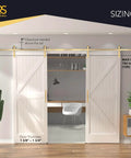 Light Gold Brushed Brass Smooth Sliding Barn Door Hardware Kit For Two Doors On A 13 Ft Adjustable Track Aluminum Rail System