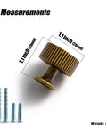 Vintage Brass Cabinet Knob Set Zinc Alloy Single Hole Pulls With Striped Deco measured with included screws