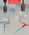 Ice Anchor Power Drill Adapter For Ice Shelters And Tents, Quick Ice Fishing Anchor Driver in use with steel design.