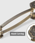 Heavy Duty Rustic Metal Sliding Barn Door Handle Double Sided Push Pull With Hardware For Interior And Exterior Doors Farmhouse Style 16 Inch 24 Inch 31 Inch 47 Inch showing hand-carved floral ends.