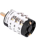 Tire changer switch: white rotary selector with numbered 4/8/12, metal terminal blocks and black front face.