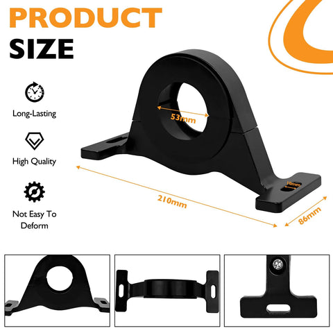 Center Drive Shaft Bearing For 2015 And Up Dodge Charger Challenger Chrysler 300 Scat Pack Hellcat Rwd Awd V6 V8 All Trims Black Durable Center Support Easy Install Bang For Buck Upgrade shown with dimensions.