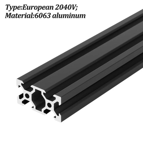 Close-up of European Standard V Slot Aluminum Extrusion 2040 Profile 2 Pack 500mm Black Anodized Aluminum Rail for 3D Printer and CNC DIY Projects Built to Last Pro Grade Linear Motion Kit
