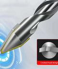 Side view of a 4-piece A-type dry drilling bit with spiral flutes and yellow cutting-edge coating.