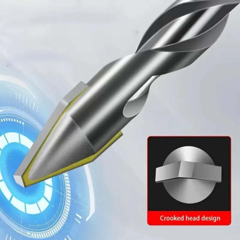 Side view of a 4-piece A-type dry drilling bit with spiral flutes and yellow cutting-edge coating.